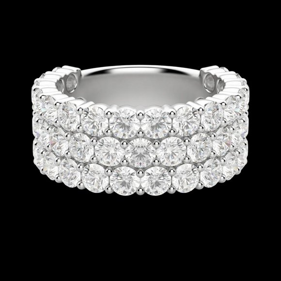 Round Cut Bold Pavé Semi-Eternity Band (4 Tcw), Lab Grown Diamond - Picture 3 of 9